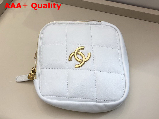 Chanel Small Diamond Bag White Lambskin and Gold Tone Metal AS2201 Replica