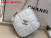 Chanel Small Diamond Bag White Lambskin and Gold Tone Metal AS2201 Replica