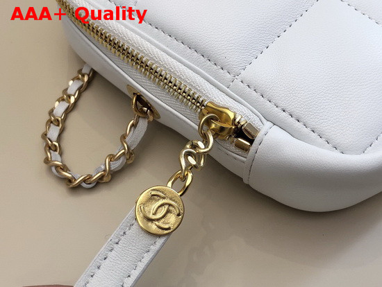 Chanel Small Diamond Bag White Lambskin and Gold Tone Metal AS2201 Replica