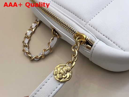 Chanel Small Diamond Bag White Lambskin and Gold Tone Metal AS2201 Replica