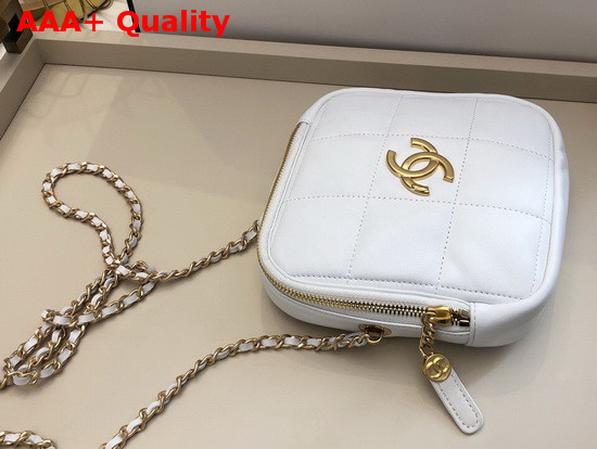 Chanel Small Diamond Bag White Lambskin and Gold Tone Metal AS2201 Replica