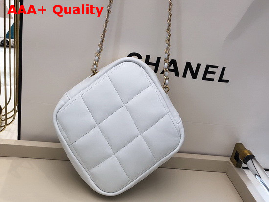 Chanel Small Diamond Bag White Lambskin and Gold Tone Metal AS2201 Replica