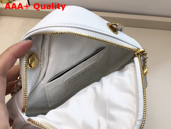 Chanel Small Diamond Bag White Lambskin and Gold Tone Metal AS2201 Replica