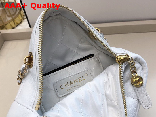 Chanel Small Diamond Bag White Lambskin and Gold Tone Metal AS2201 Replica