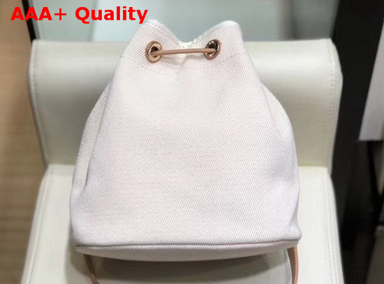 Chanel Small Drawstring Bag in Beige Canvas and Pearls Replica