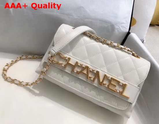 Chanel Small Falp Bag Calfskin and Gold Tone Metal White AS1490 Replica