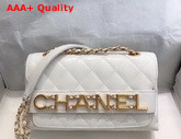 Chanel Small Falp Bag Calfskin and Gold Tone Metal White AS1490 Replica