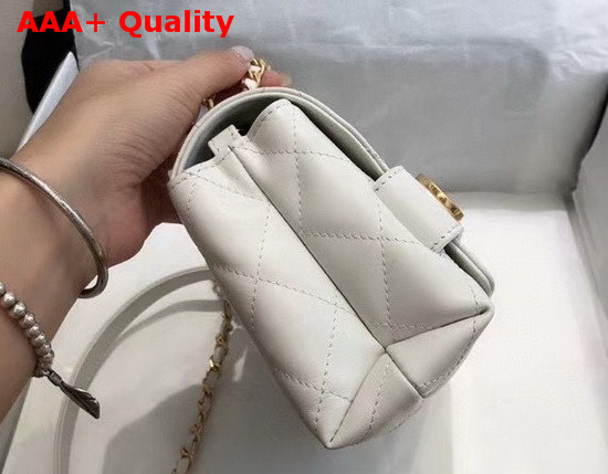 Chanel Small Falp Bag Calfskin and Gold Tone Metal White AS1490 Replica