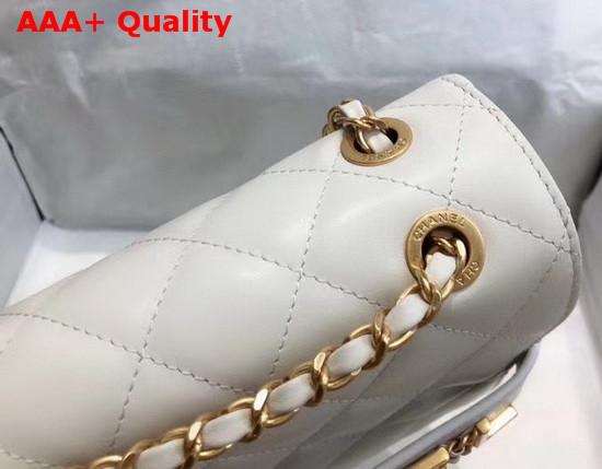 Chanel Small Falp Bag Calfskin and Gold Tone Metal White AS1490 Replica