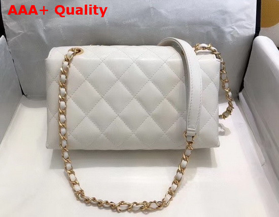 Chanel Small Falp Bag Calfskin and Gold Tone Metal White AS1490 Replica