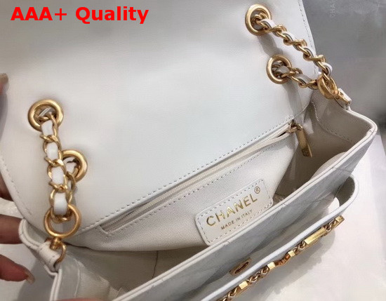 Chanel Small Falp Bag Calfskin and Gold Tone Metal White AS1490 Replica