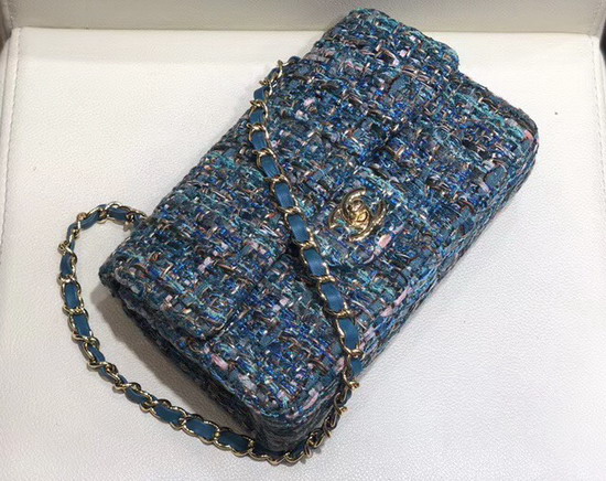 Chanel Small Flap Bag in Multicolor and Blue Tweed