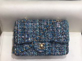 Chanel Small Flap Bag in Multicolor and Blue Tweed