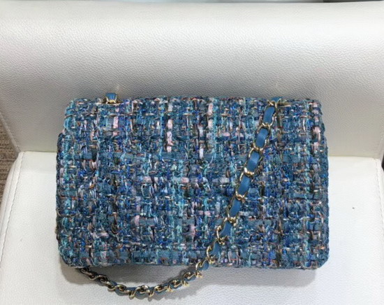 Chanel Small Flap Bag in Multicolor and Blue Tweed