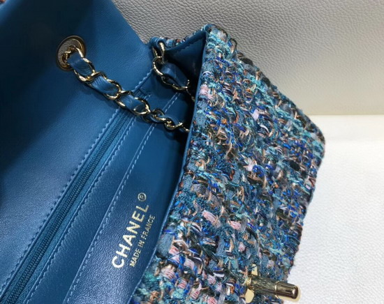 Chanel Small Flap Bag in Multicolor and Blue Tweed