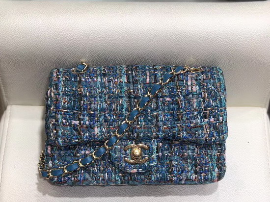 Chanel Small Flap Bag in Multicolor and Blue Tweed