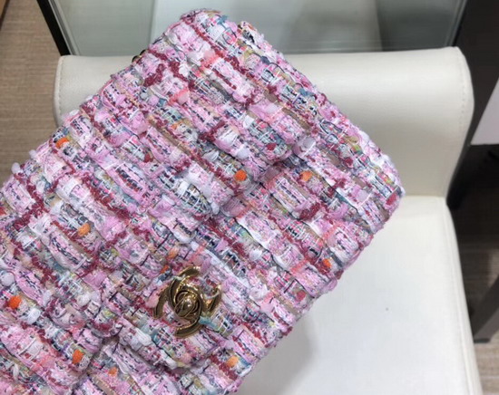 Chanel Small Flap Bag in Multicolor and Pink Tweed