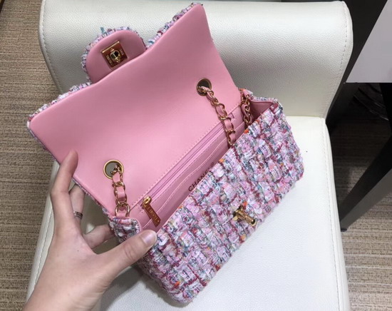 Chanel Small Flap Bag in Multicolor and Pink Tweed