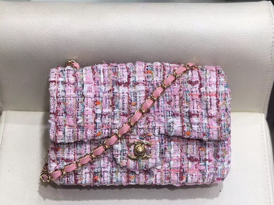 Chanel Small Flap Bag in Multicolor and Pink Tweed