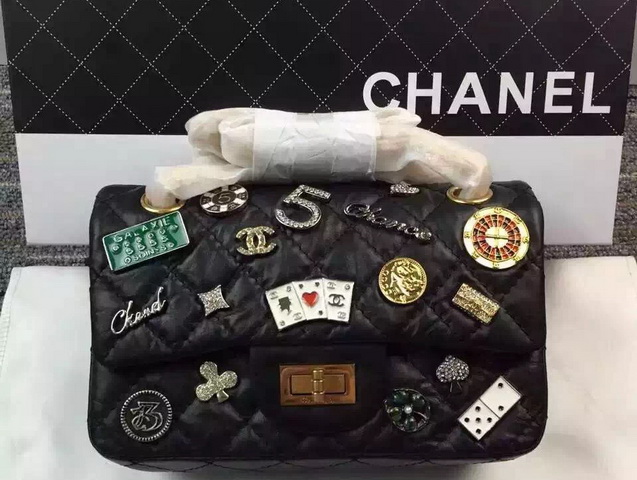 Chanel Small Flap Bag Aged Calfskin with Charms Black for Sale