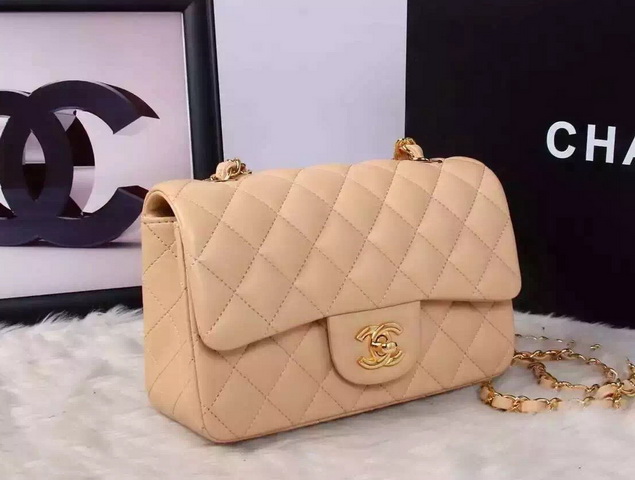 Chanel Small Flap Bag Apricot Lambskin for Sale