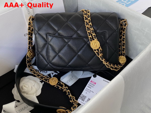 Chanel Small Flap Bag Black Grained Shiny Calfskin Gold Tone Metal Ref AS3369 Replica