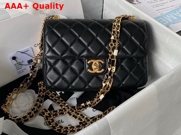 Chanel Small Flap Bag Black Lambskin and Enamel AS3432 Replica