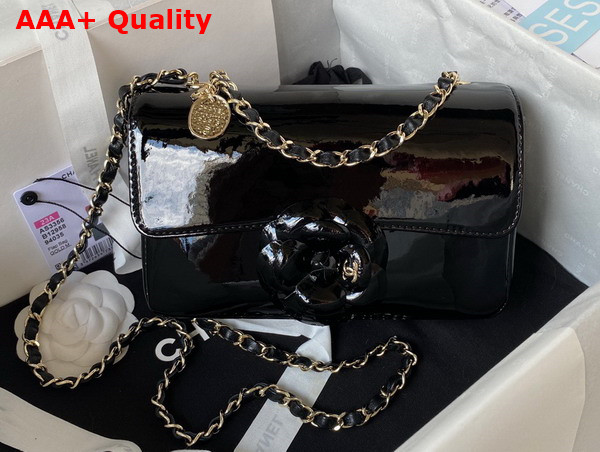 Chanel Small Flap Bag Black Patent Calfskin Gold Tone Metal AS4388 Replica