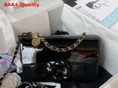 Chanel Small Flap Bag Black Patent Calfskin Gold Tone Metal AS4388 Replica