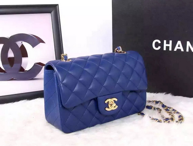 Chanel Small Flap Bag Blue Lambskin for Sale