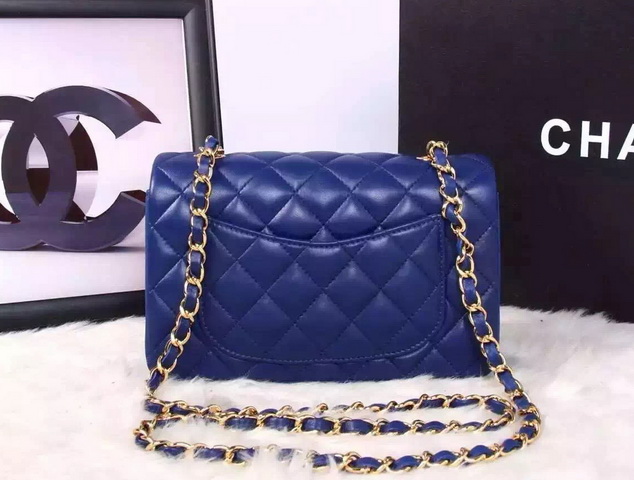 Chanel Small Flap Bag Blue Lambskin for Sale