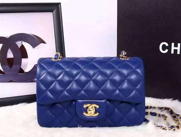 Chanel Small Flap Bag Blue Lambskin for Sale