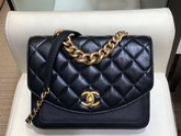 Chanel Small Flap Bag Calfskin Aged Calfskin and Gold Tone Metal Black AS0784