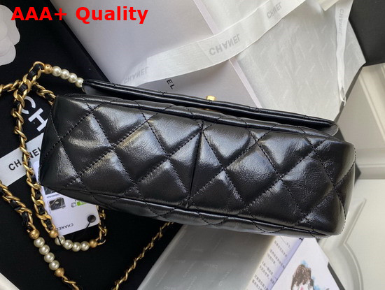 Chanel Small Flap Bag Calfskin Imitation Pearls Gold Tone Metal Black Ref AS3001 Replica