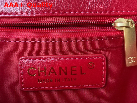 Chanel Small Flap Bag Calfskin Imitation Pearls Gold Tone Metal Red Ref AS3001 Replica