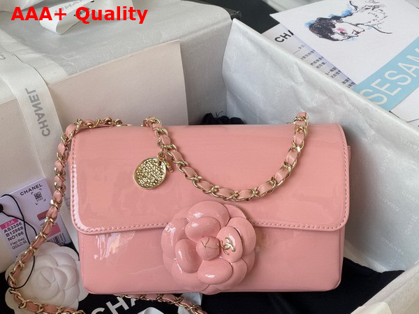 Chanel Small Flap Bag Coral Pink Patent Calfskin Gold Tone Metal AS4388 Replica