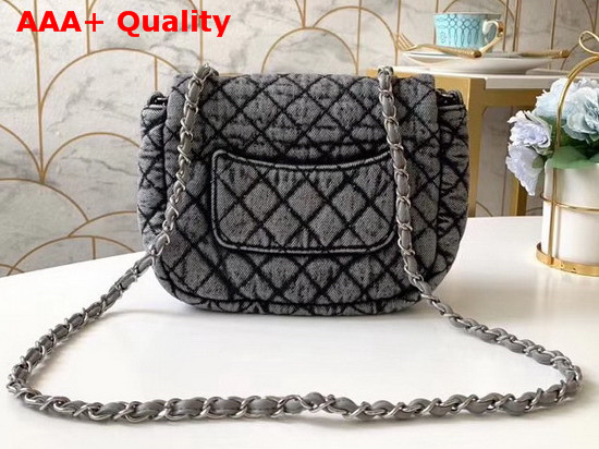 Chanel Small Flap Bag Denim and Silve Tone Metal Grey and Black AS1309 Replica