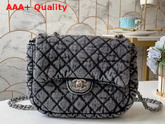 Chanel Small Flap Bag Denim and Silve Tone Metal Grey and Black AS1309 Replica