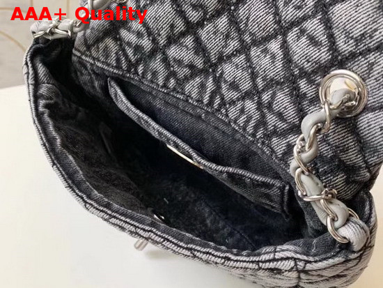 Chanel Small Flap Bag Denim and Silve Tone Metal Grey and Black AS1309 Replica