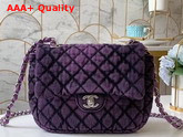 Chanel Small Flap Bag Denim and Silve Tone Metal Purple and Black AS1309 Replica