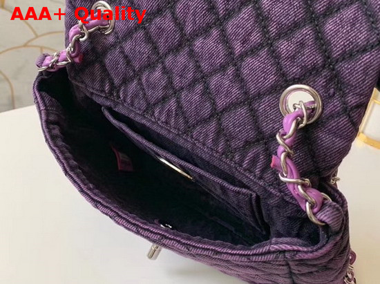 Chanel Small Flap Bag Denim and Silve Tone Metal Purple and Black AS1309 Replica