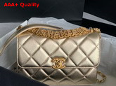 Chanel Small Flap Bag Gold Metallic Lambskin Strass Gold Tone Metal Ref AS3240 Replica