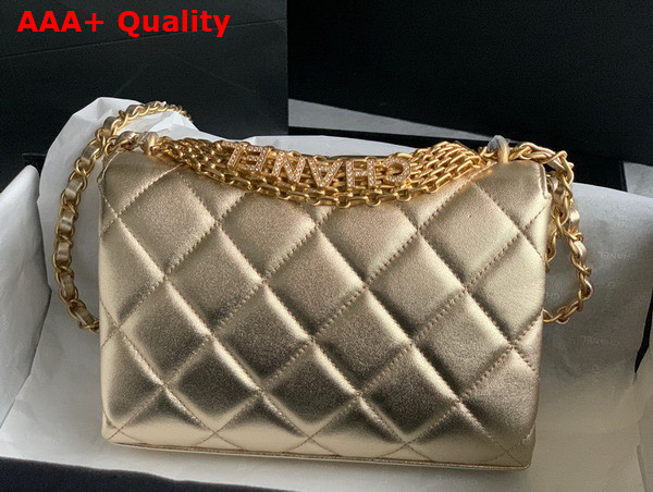 Chanel Small Flap Bag Gold Metallic Lambskin Strass Gold Tone Metal Ref AS3240 Replica