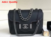 Chanel Small Flap Bag Grained Calfskin Ruthenium Tone Metal Black Replica