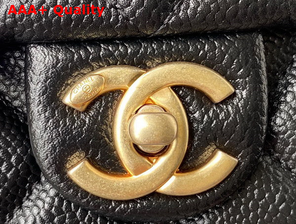 Chanel Small Flap Bag Grained Calfskin Strass Gold Tone Metal Black Ref AS3240 Replica