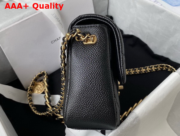 Chanel Small Flap Bag Grained Calfskin Strass Gold Tone Metal Black Ref AS3241 Replica