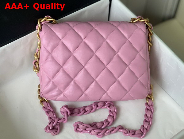 Chanel Small Flap Bag Lambskin Gold Tone Lacquered Metal Pink Ref AS3206 Replica