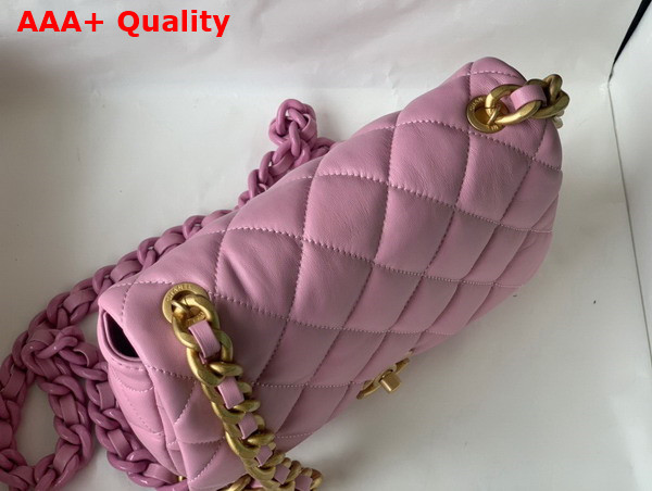 Chanel Small Flap Bag Lambskin Gold Tone Lacquered Metal Pink Ref AS3206 Replica