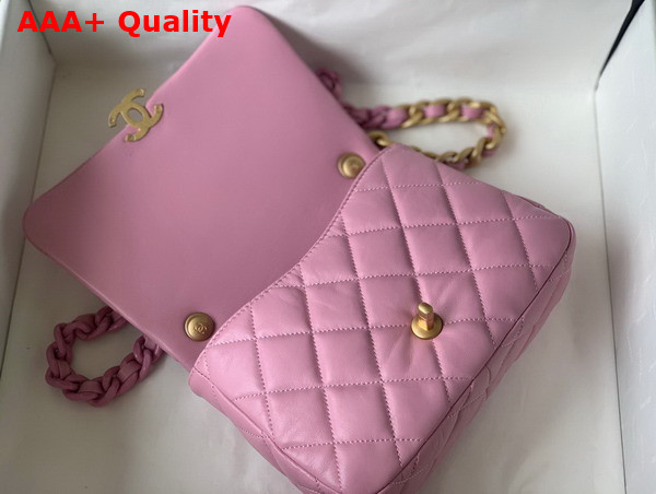 Chanel Small Flap Bag Lambskin Gold Tone Lacquered Metal Pink Ref AS3206 Replica