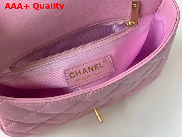 Chanel Small Flap Bag Lambskin Gold Tone Lacquered Metal Pink Ref AS3206 Replica